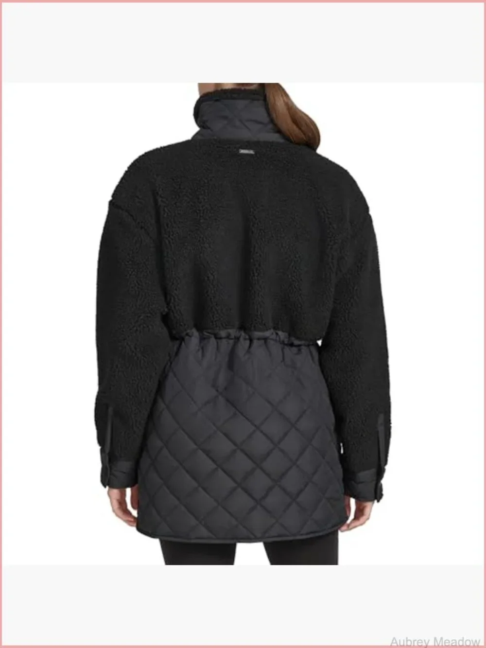 Women's Mixed Media Tunic Length Faux Sherpa Jacket